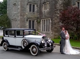 Vintage American wedding car for hire in Liskeard